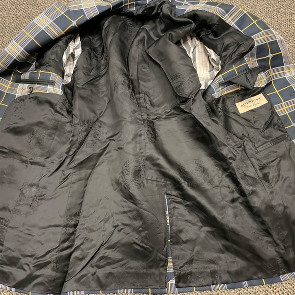 BURBERRY Made in Italy Bold Check Silk Blend Patch Pocket Blazer Size 8 - Picture 6 of 10